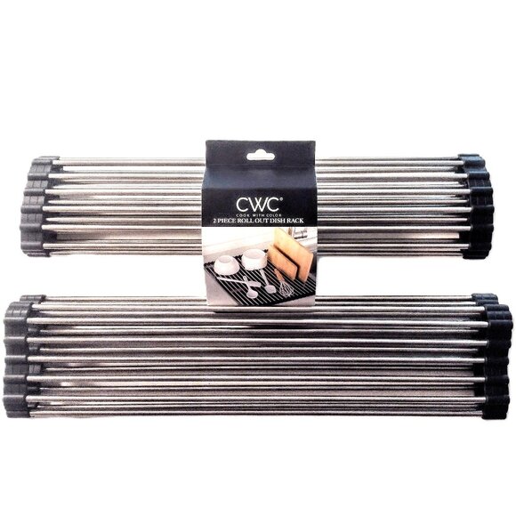 Roll-Up Dish Drying Racks ~ Set 2 - Over Sink/Counter Mats - S.S. & Silicon NEW! - Picture 4 of 14